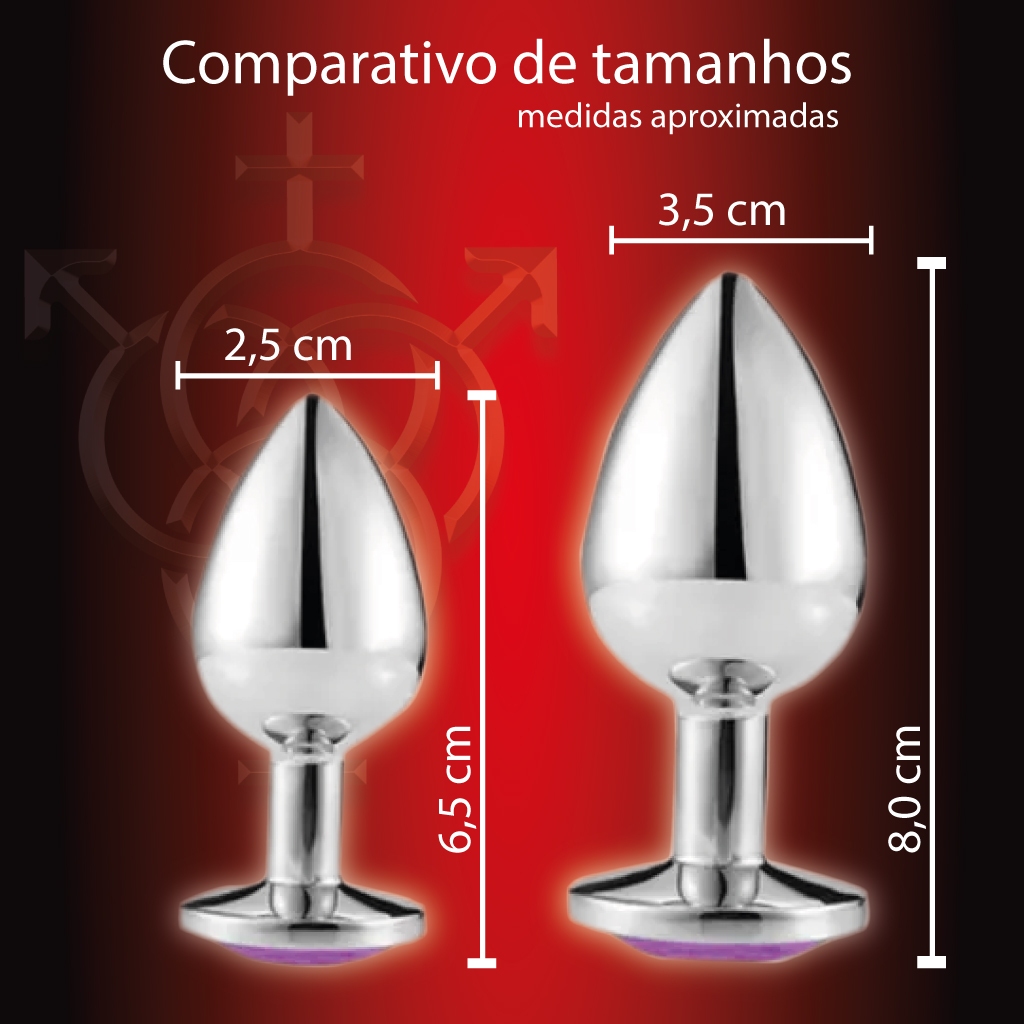 Plug An@l Metálico Sem Dor Lubrificante Anal com jóia